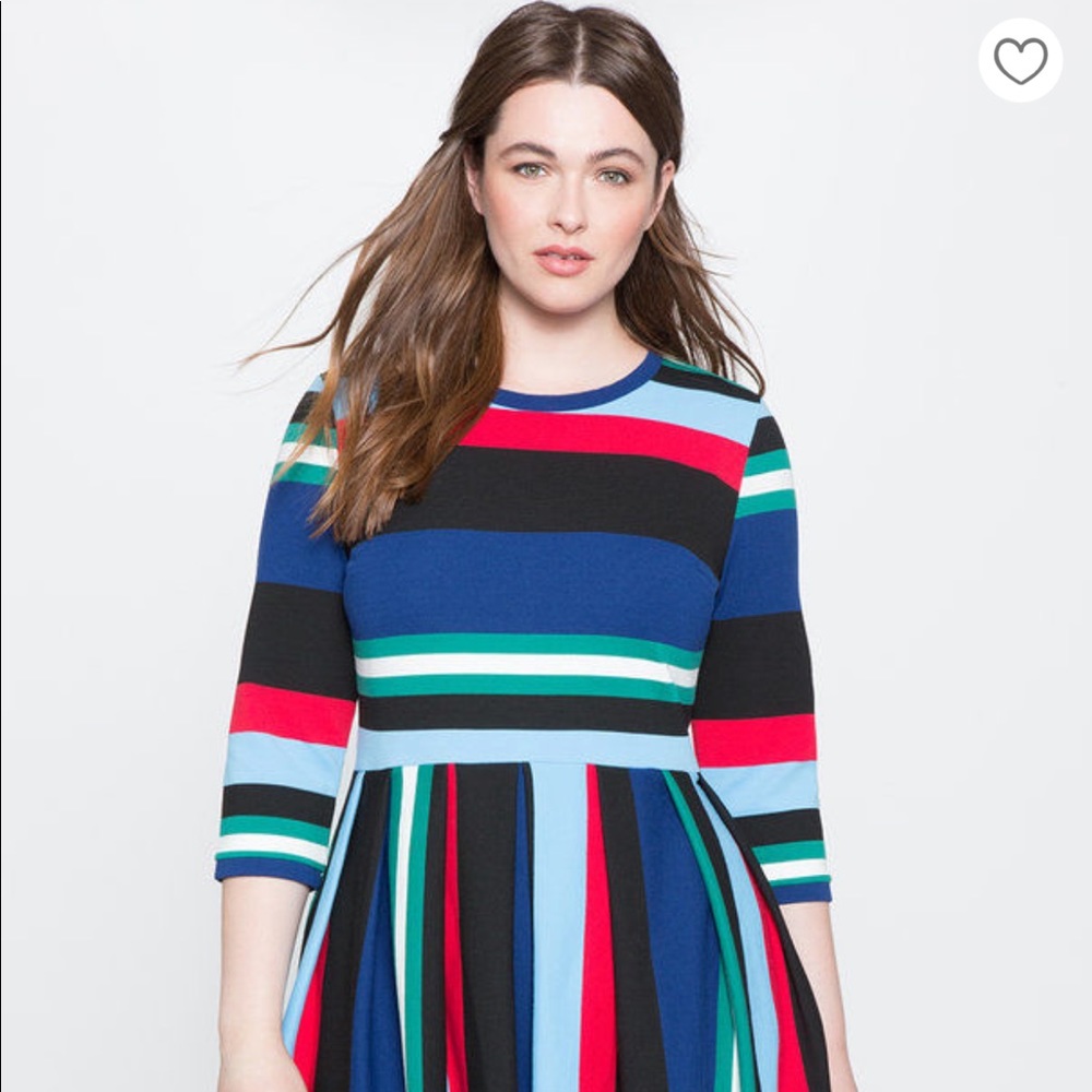 ELOQUII Opposing Striped Knit Dress
